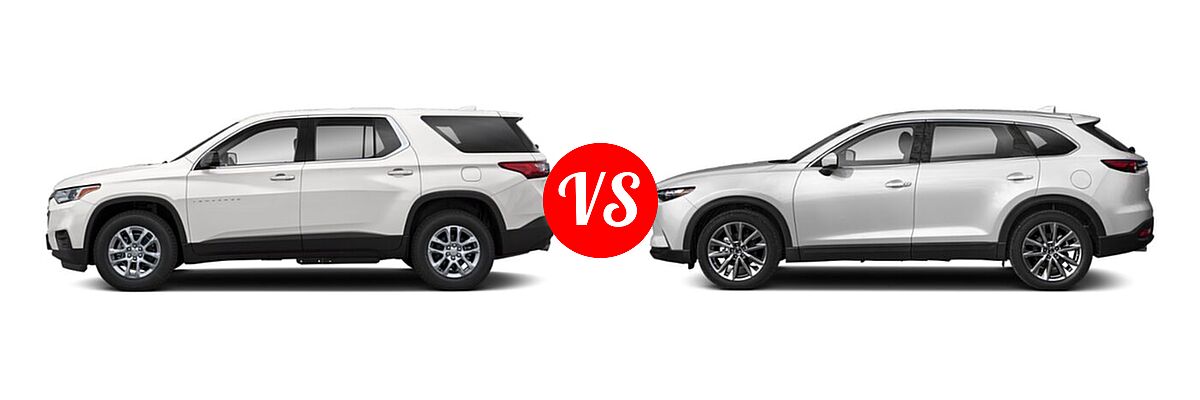 2020 Chevrolet Traverse SUV L / LS vs. 2020 Mazda CX-9 SUV Signature - Side Comparison