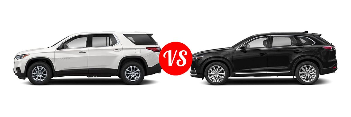2020 Chevrolet Traverse SUV L / LS vs. 2020 Mazda CX-9 SUV Touring - Side Comparison