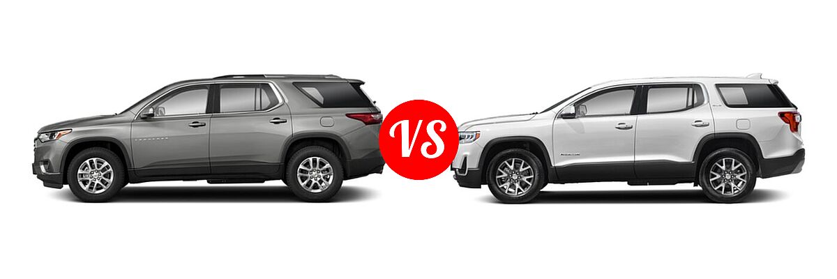 2020 Chevrolet Traverse SUV LT Cloth / LT Leather / RS vs. 2020 GMC Acadia SUV AT4 / Denali / SL / SLE / SLT - Side Comparison