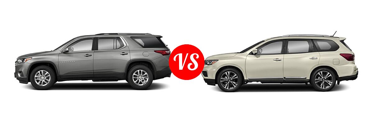 2020 Chevrolet Traverse SUV LT Cloth / LT Leather / RS vs. 2020 Nissan Pathfinder SUV Platinum - Side Comparison