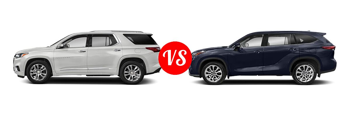 2020 Chevrolet Traverse SUV High Country / Premier vs. 2020 Toyota Highlander SUV Limited - Side Comparison