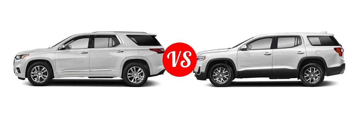 2020 Chevrolet Traverse SUV High Country / Premier vs. 2020 GMC Acadia SUV AT4 / Denali / SL / SLE / SLT - Side Comparison