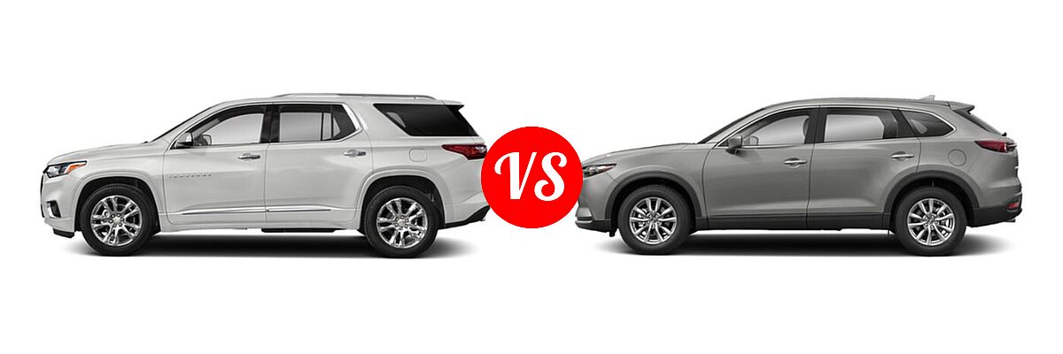 2020 Chevrolet Traverse SUV High Country / Premier vs. 2020 Mazda CX-9 SUV Sport - Side Comparison