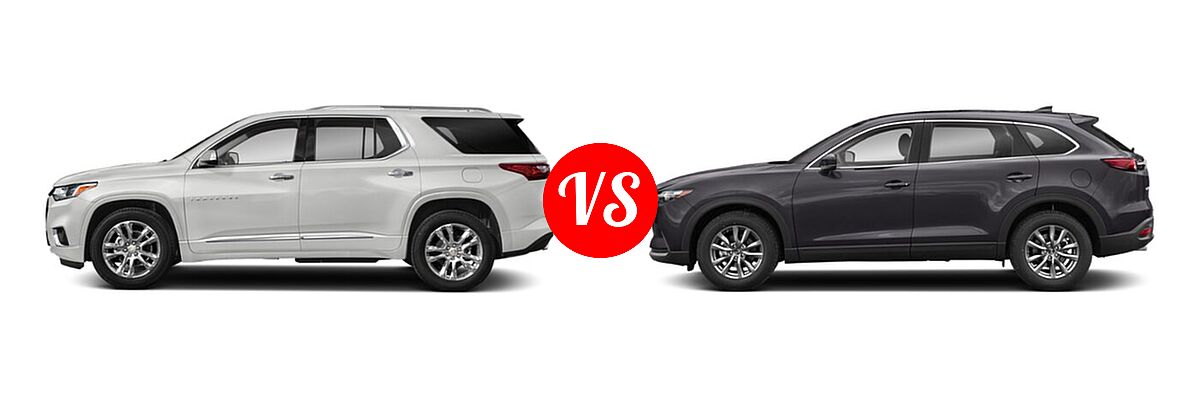 2020 Chevrolet Traverse SUV High Country / Premier vs. 2020 Mazda CX-9 SUV Grand Touring - Side Comparison