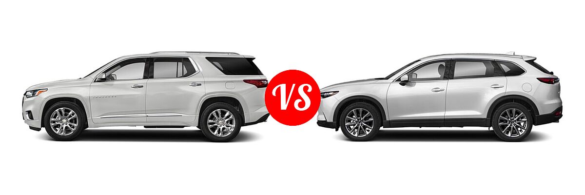 2020 Chevrolet Traverse SUV High Country / Premier vs. 2020 Mazda CX-9 SUV Signature - Side Comparison