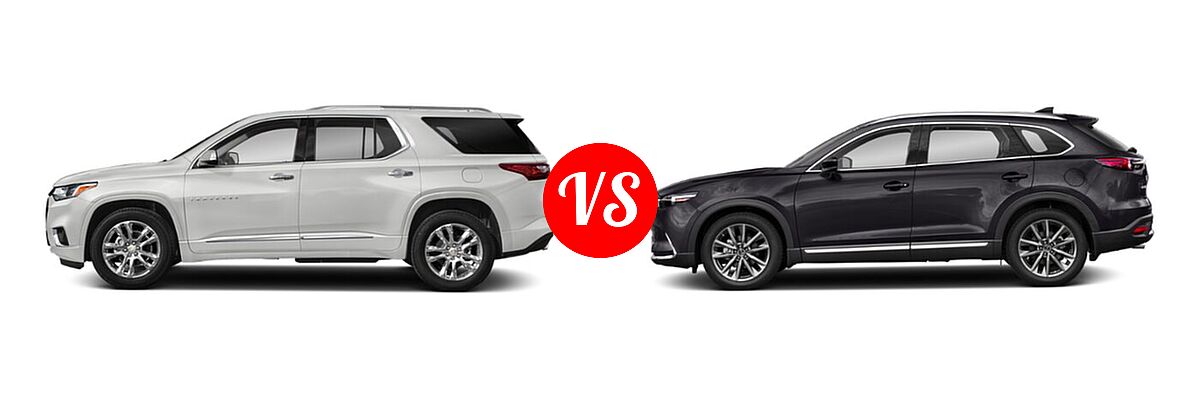 2020 Chevrolet Traverse SUV High Country / Premier vs. 2020 Mazda CX-9 SUV Grand Touring - Side Comparison