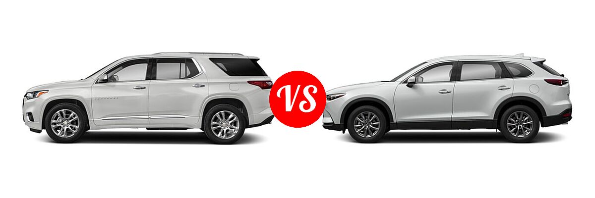 2020 Chevrolet Traverse SUV High Country / Premier vs. 2020 Mazda CX-9 SUV Touring - Side Comparison