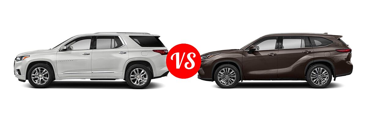 2020 Chevrolet Traverse SUV High Country / Premier vs. 2020 Toyota Highlander SUV Platinum - Side Comparison