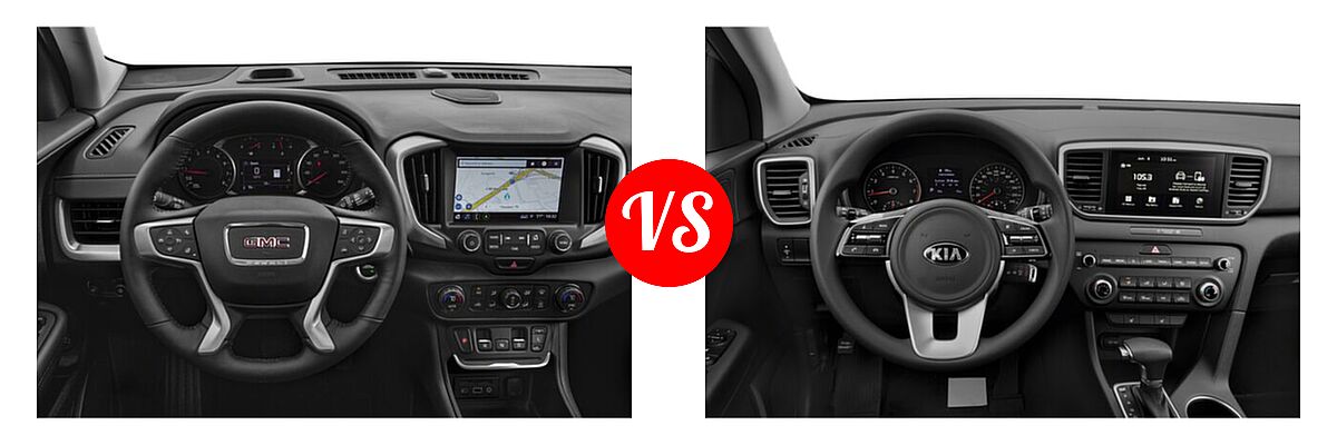 2021 GMC Terrain SUV Denali vs. 2021 Kia Sportage SUV EX / LX / S / SX Turbo - Dashboard Comparison