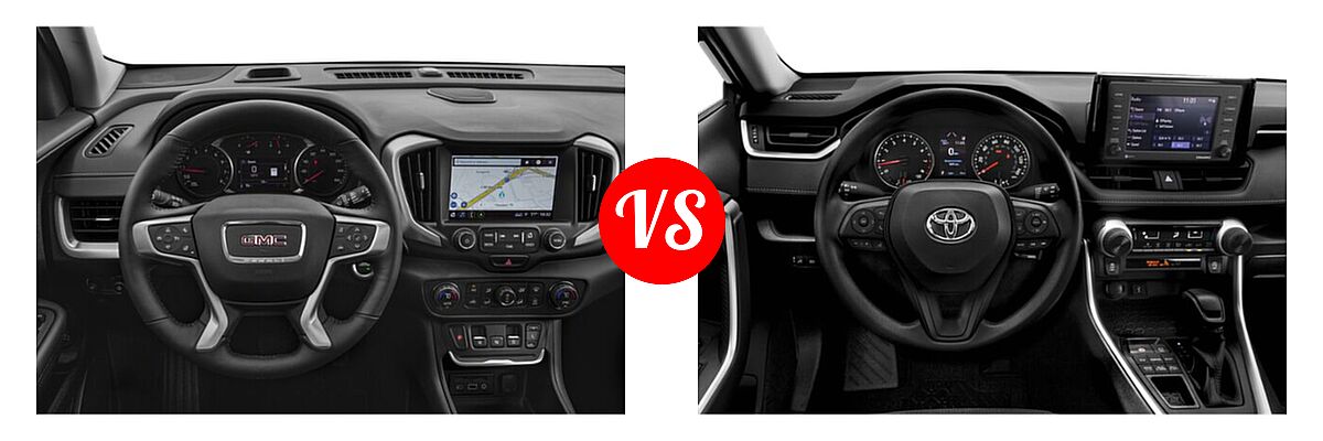 2021 GMC Terrain SUV Denali vs. 2021 Toyota RAV4 SUV LE - Dashboard Comparison