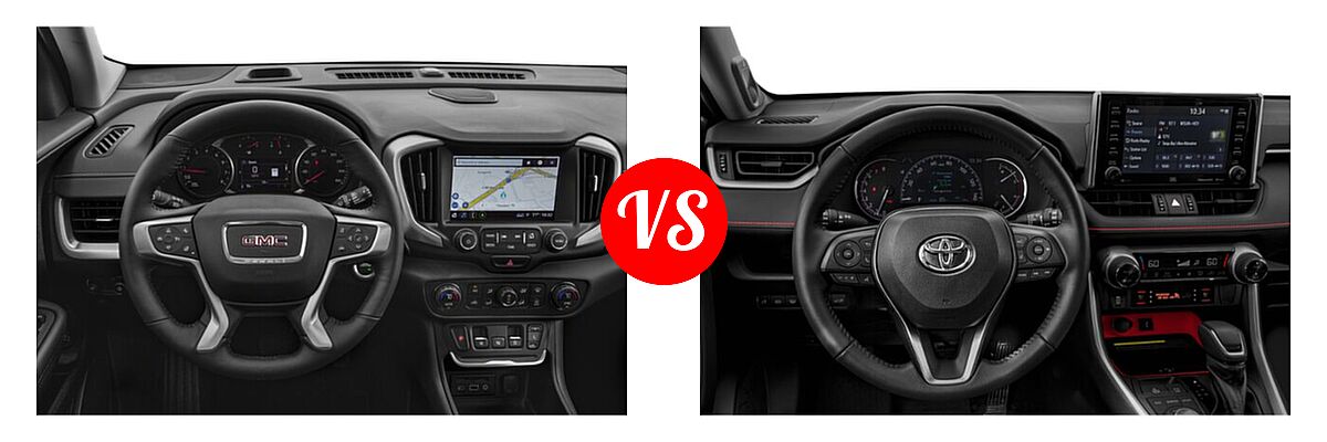 2021 GMC Terrain SUV Denali vs. 2021 Toyota RAV4 SUV TRD Off Road - Dashboard Comparison