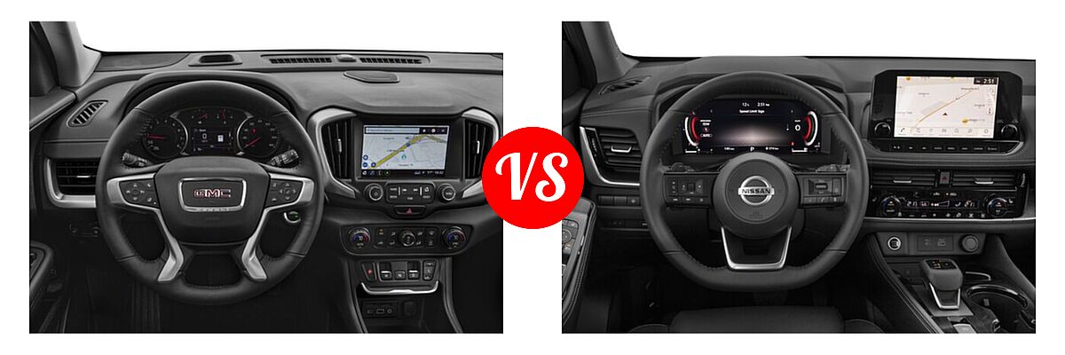 2021 GMC Terrain SUV Denali vs. 2021 Nissan Rogue SUV Platinum - Dashboard Comparison