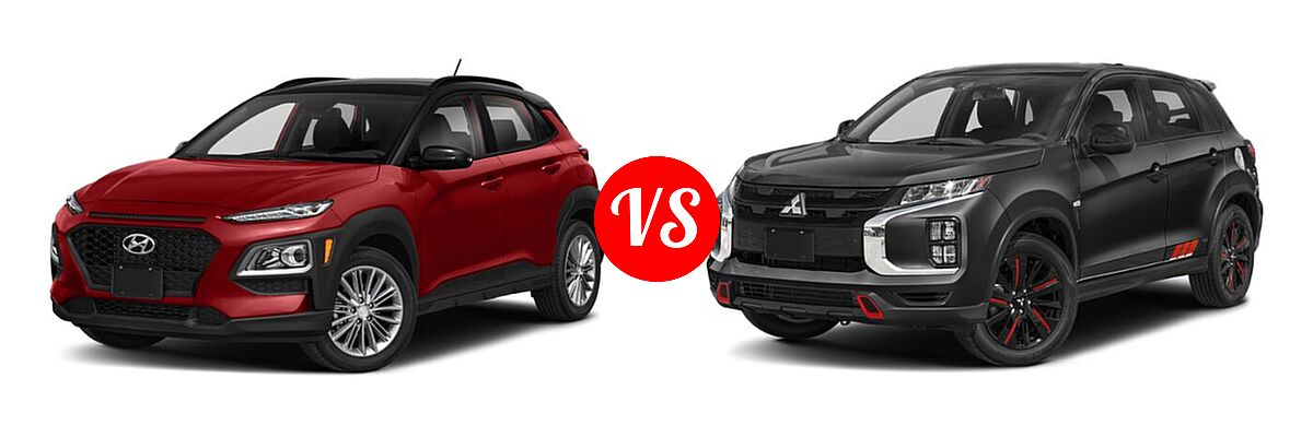 2021 Hyundai Kona SUV SE / SEL vs. 2021 Mitsubishi Outlander Sport SUV BE - Front Left Comparison