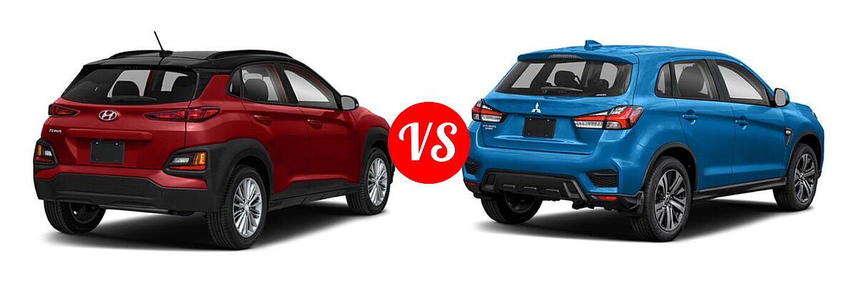 2021 Hyundai Kona SUV SE / SEL vs. 2021 Mitsubishi Outlander Sport SUV ES / LE - Rear Right Comparison