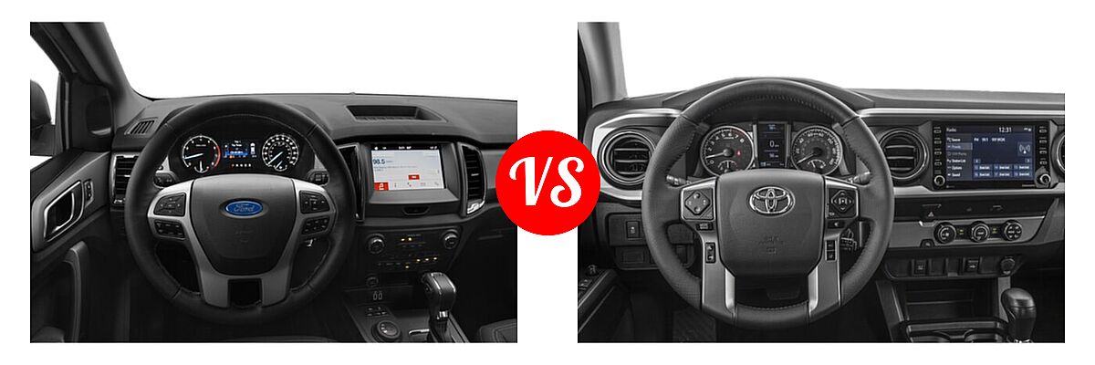 2021 Ford Ranger SuperCab Pickup XLT vs. 2021 Toyota Tacoma 2WD Pickup SR5 / TRD Sport - Dashboard Comparison