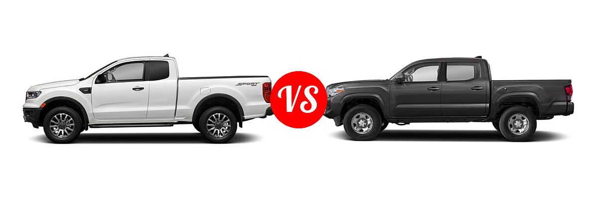 2021 Ford Ranger SuperCab Pickup XLT vs. 2021 Toyota Tacoma 2WD Pickup Limited / SR - Side Comparison