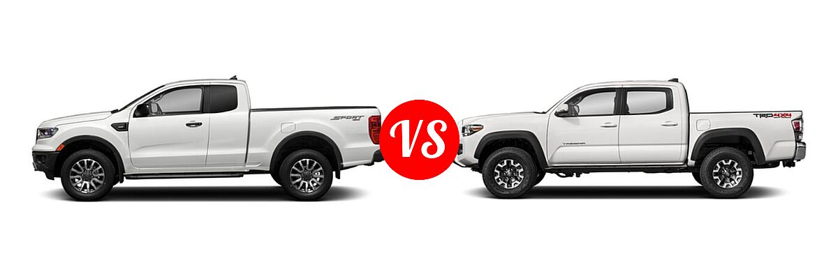 2021 Ford Ranger SuperCab Pickup XLT vs. 2021 Toyota Tacoma 2WD Pickup TRD Off Road - Side Comparison