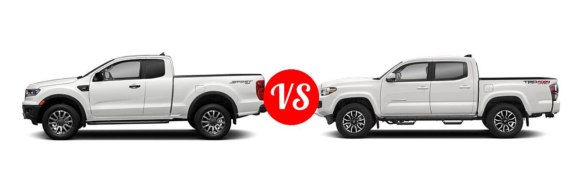 2021 Ford Ranger SuperCab Pickup XLT vs. 2021 Toyota Tacoma 2WD Pickup TRD Sport - Side Comparison