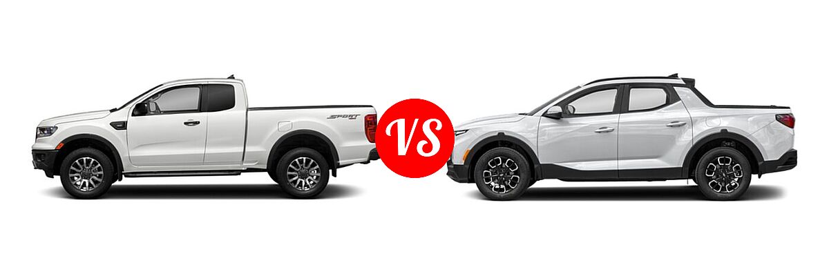 2021 Ford Ranger SuperCab Pickup XLT vs. 2022 Hyundai Santa Cruz Pickup SEL Premium - Side Comparison