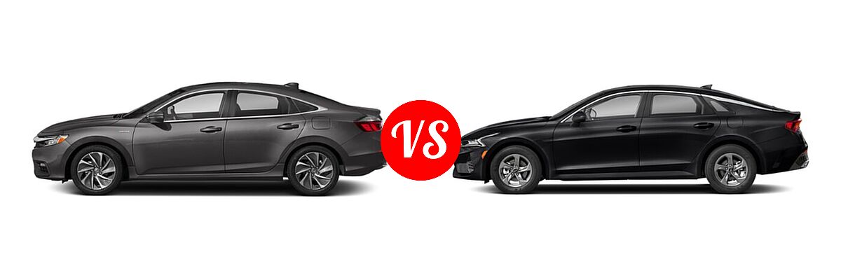 2021 Honda Insight Sedan Hybrid Touring vs. 2021 Kia K5 Sedan GT / LX / LXS - Side Comparison