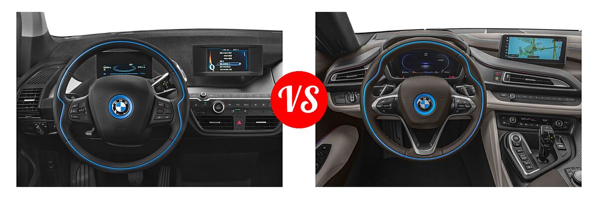 2021 BMW i3 Hatchback PHEV 120 Ah / 120 Ah w/Range Extender / s vs. 2019 BMW i8 Coupe PHEV Coupe - Dashboard Comparison