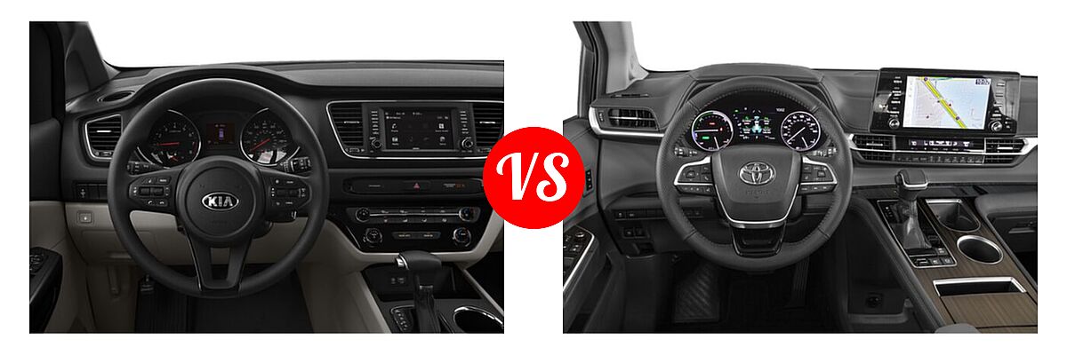2021 Kia Sedona Minivan LX vs. 2021 Toyota Sienna Minivan Hybrid Limited - Dashboard Comparison