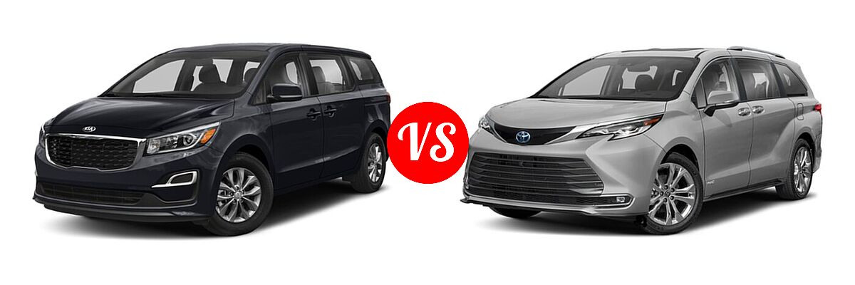 2021 Kia Sedona Minivan LX vs. 2021 Toyota Sienna Minivan Hybrid Platinum - Front Left Comparison