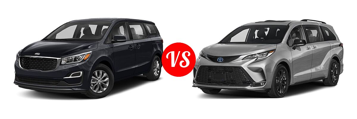 2021 Kia Sedona Minivan LX vs. 2021 Toyota Sienna Minivan Hybrid XSE - Front Left Comparison