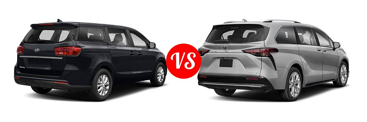 2021 Kia Sedona Minivan LX vs. 2021 Toyota Sienna Minivan Hybrid Platinum - Rear Right Comparison