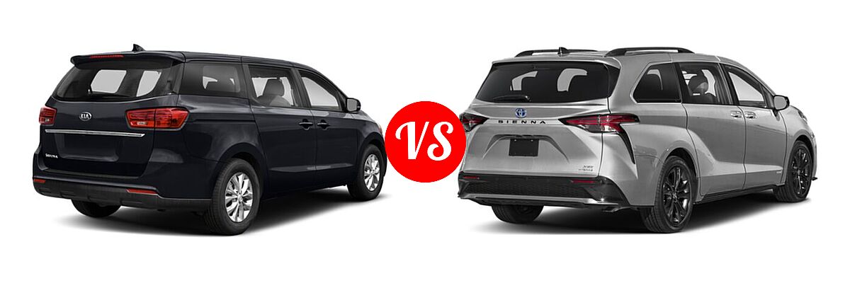 2021 Kia Sedona Minivan LX vs. 2021 Toyota Sienna Minivan Hybrid XSE - Rear Right Comparison