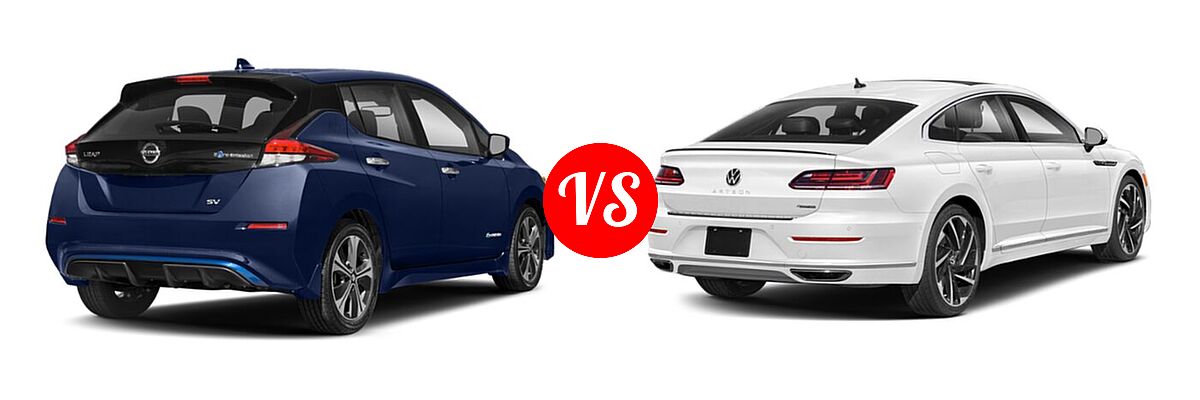 2021 Nissan Leaf Hatchback Electric S / S PLUS / SL PLUS / SV / SV PLUS vs. 2021 Volkswagen Arteon Hatchback SEL Premium R-Line / SEL R-Line - Rear Right Comparison