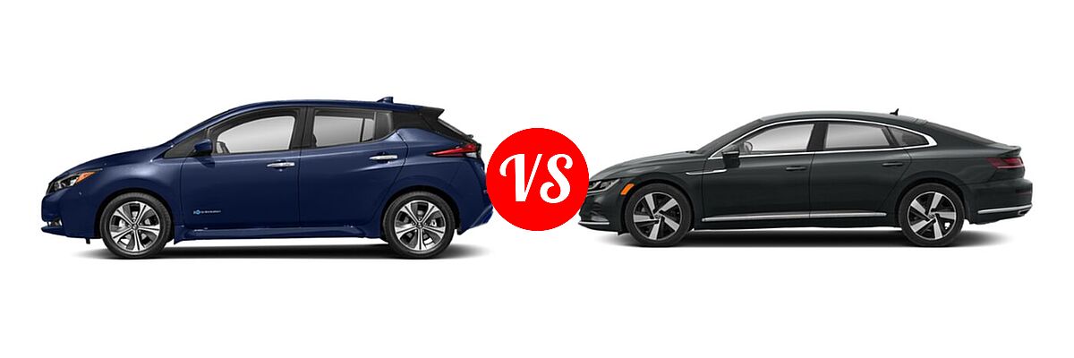 2021 Nissan Leaf Hatchback Electric S / S PLUS / SL PLUS / SV / SV PLUS vs. 2021 Volkswagen Arteon Hatchback SE - Side Comparison