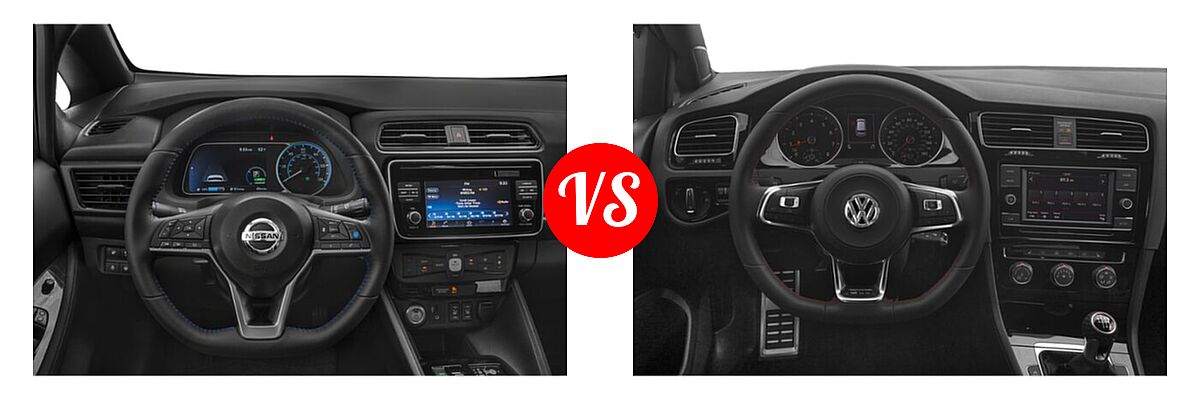 2021 Nissan Leaf Hatchback Electric S / S PLUS / SL PLUS / SV / SV PLUS vs. 2021 Volkswagen Golf GTI Hatchback S - Dashboard Comparison
