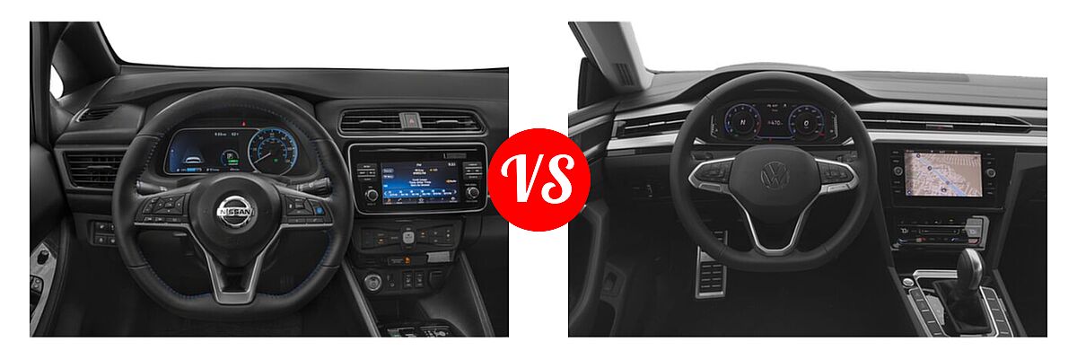 2021 Nissan Leaf Hatchback Electric S / S PLUS / SL PLUS / SV / SV PLUS vs. 2021 Volkswagen Arteon Hatchback SE - Dashboard Comparison
