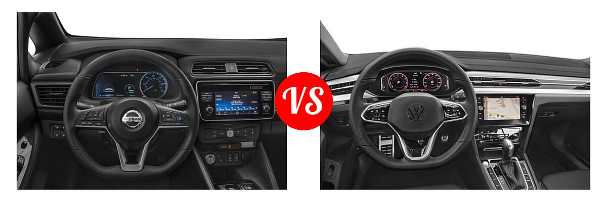 2021 Nissan Leaf Hatchback Electric S / S PLUS / SL PLUS / SV / SV PLUS vs. 2021 Volkswagen Arteon Hatchback SEL Premium R-Line / SEL R-Line - Dashboard Comparison
