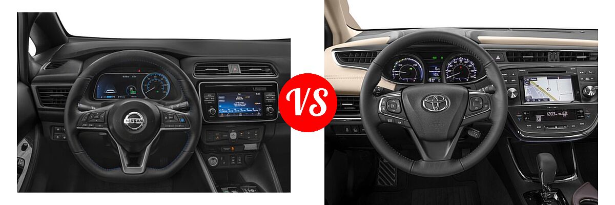 2021 Nissan Leaf Hatchback Electric S / S PLUS / SL PLUS / SV / SV PLUS vs. 2018 Toyota Avalon Hybrid Sedan Hybrid XLE Plus / Hybrid XLE Premium - Dashboard Comparison