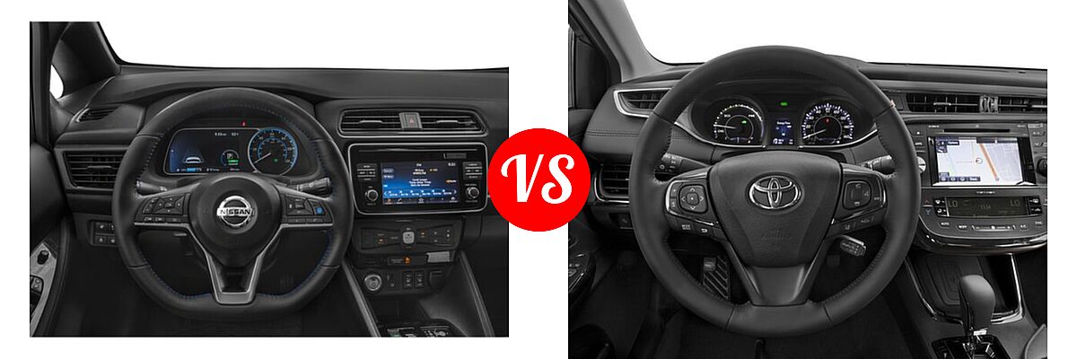 2021 Nissan Leaf Hatchback Electric S / S PLUS / SL PLUS / SV / SV PLUS vs. 2018 Toyota Avalon Hybrid Sedan Hybrid Limited - Dashboard Comparison