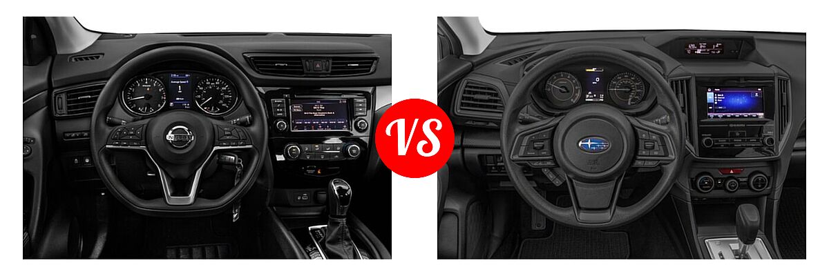 2021 Nissan Rogue Sport SUV S / SV vs. 2021 Subaru Crosstrek SUV CVT / Manual - Dashboard Comparison