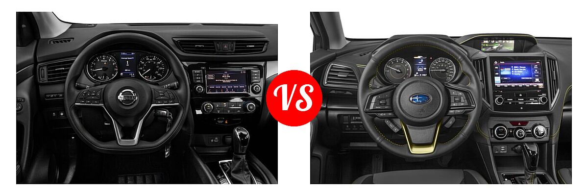 2021 Nissan Rogue Sport SUV S / SV vs. 2021 Subaru Crosstrek SUV Sport - Dashboard Comparison