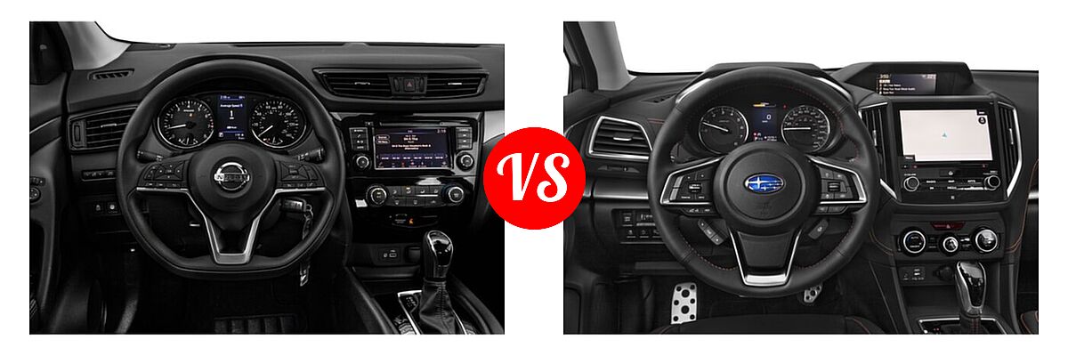 2021 Nissan Rogue Sport SUV S / SV vs. 2021 Subaru Crosstrek SUV Limited - Dashboard Comparison