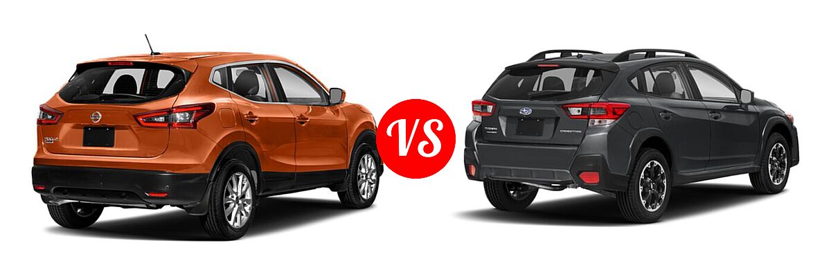 2021 Nissan Rogue Sport SUV S / SV vs. 2021 Subaru Crosstrek SUV CVT / Manual - Rear Right Comparison