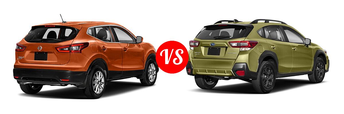 2021 Nissan Rogue Sport SUV S / SV vs. 2021 Subaru Crosstrek SUV Sport - Rear Right Comparison