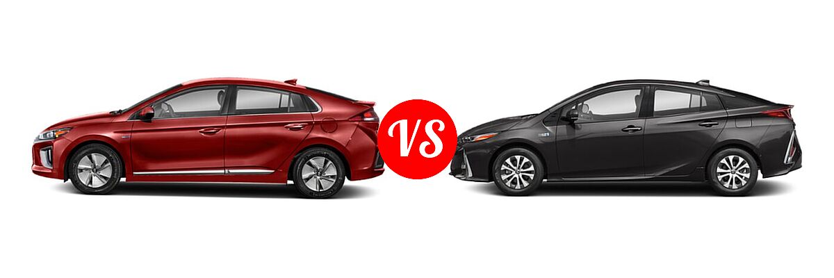 2021 Hyundai Ioniq Hybrid Hatchback Hybrid SE vs. 2021 Toyota Prius Prime Hatchback PHEV Limited - Side Comparison