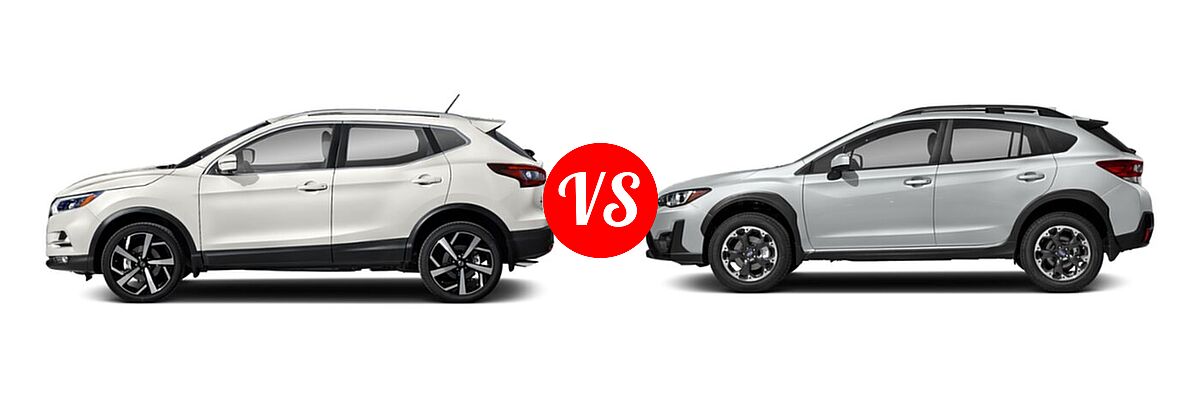 2021 Nissan Rogue Sport SUV SL vs. 2021 Subaru Crosstrek SUV Premium - Side Comparison