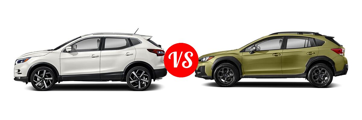 2021 Nissan Rogue Sport SUV SL vs. 2021 Subaru Crosstrek SUV Sport - Side Comparison
