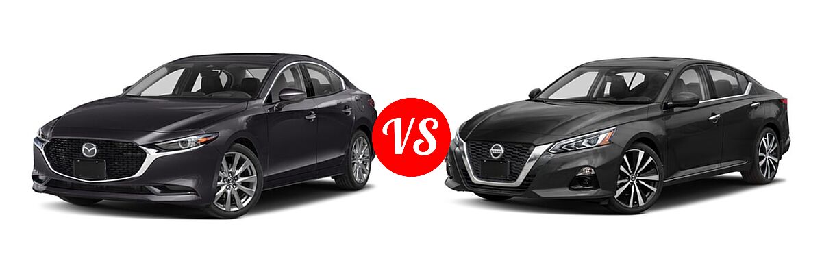 2021 Mazda 2 Sedan Premium vs. 2021 Nissan Altima Sedan 2.5 Platinum / 2.5 SL / 2.5 SV - Front Left Comparison