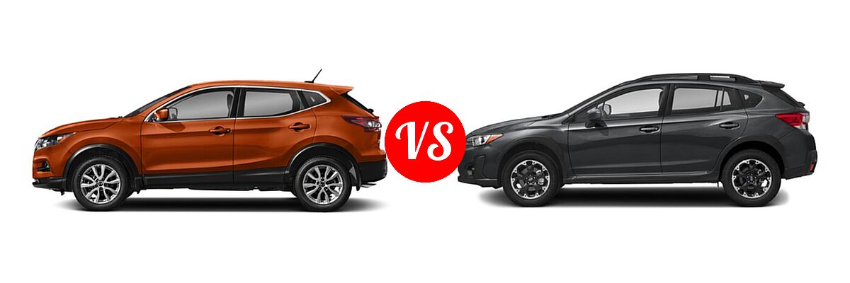 2021 Nissan Rogue Sport SUV S / SV vs. 2021 Subaru Crosstrek SUV CVT / Manual - Side Comparison