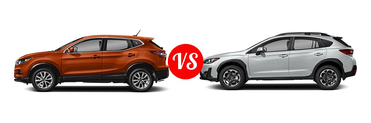 2021 Nissan Rogue Sport SUV S / SV vs. 2021 Subaru Crosstrek SUV Premium - Side Comparison