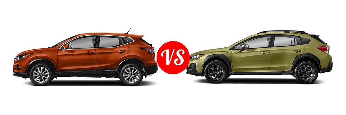2021 Nissan Rogue Sport SUV S / SV vs. 2021 Subaru Crosstrek SUV Sport - Side Comparison