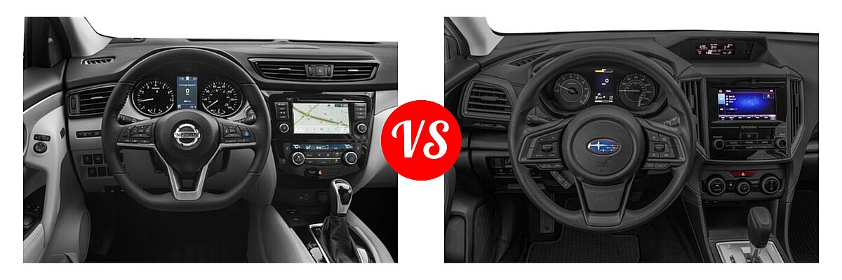 2021 Nissan Rogue Sport SUV SL vs. 2021 Subaru Crosstrek SUV CVT / Manual - Dashboard Comparison
